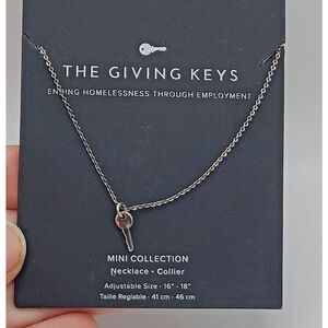 The Giving Keys Necklace Silver Tone Key Pendant Dainty Simple Mini 16in -18in
